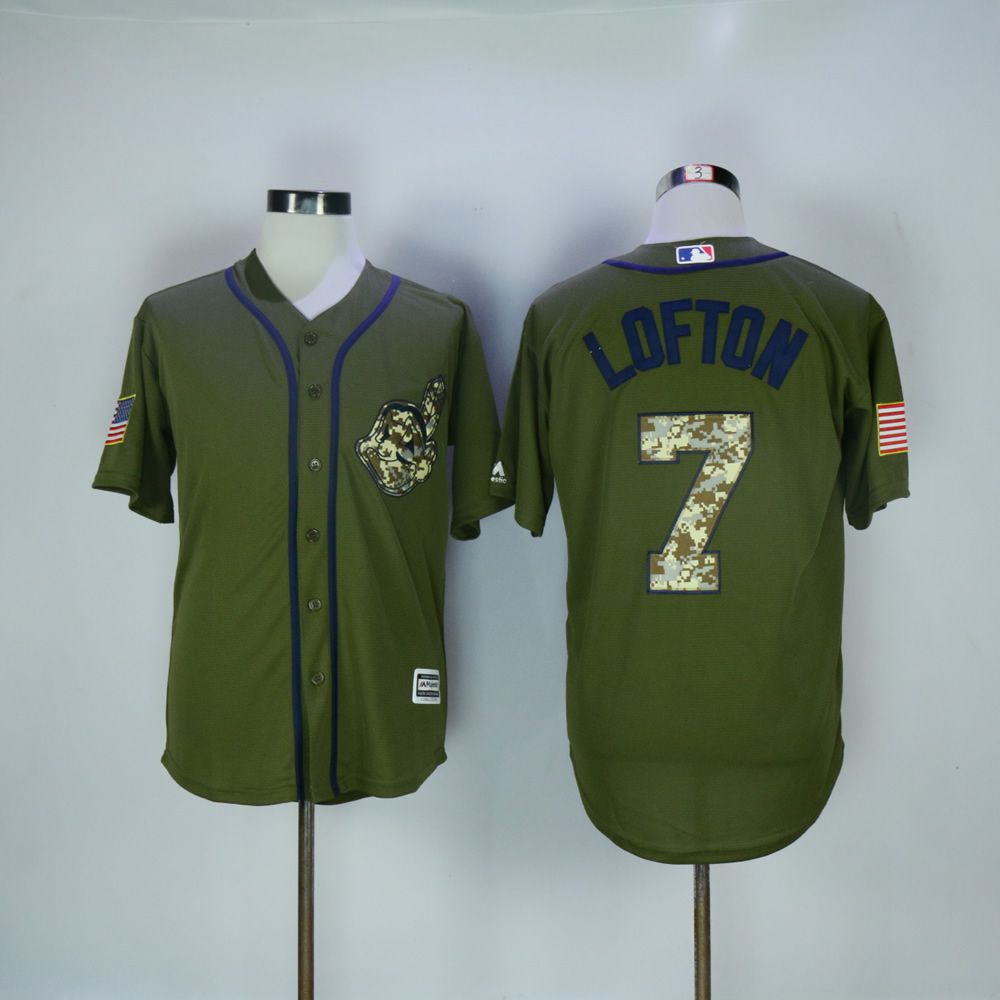 Men Cleveland Indians 7 Lofton Green MLB Jerseys